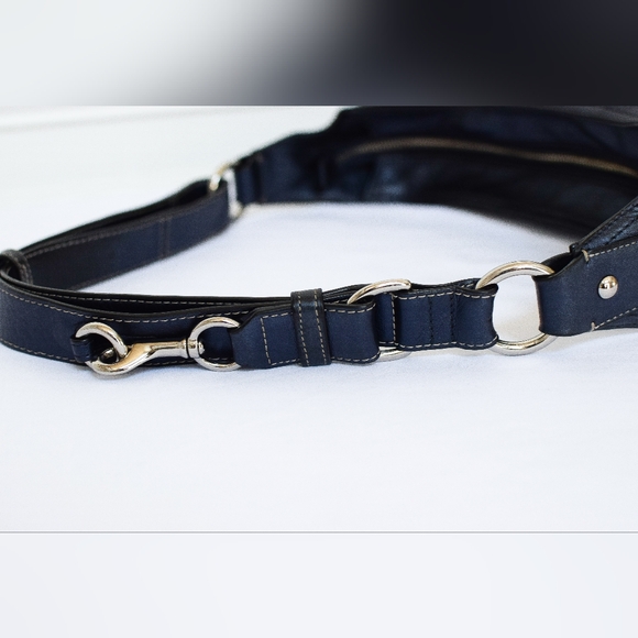 Vintage Y2K Coach Leather Shoulder Bag Hobo Metallic Blue F17116 - Picture 7 of 15